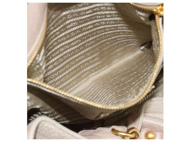 PRADA Tote Bag Leder 2way Beige Auth 188056 - Ansicht 24