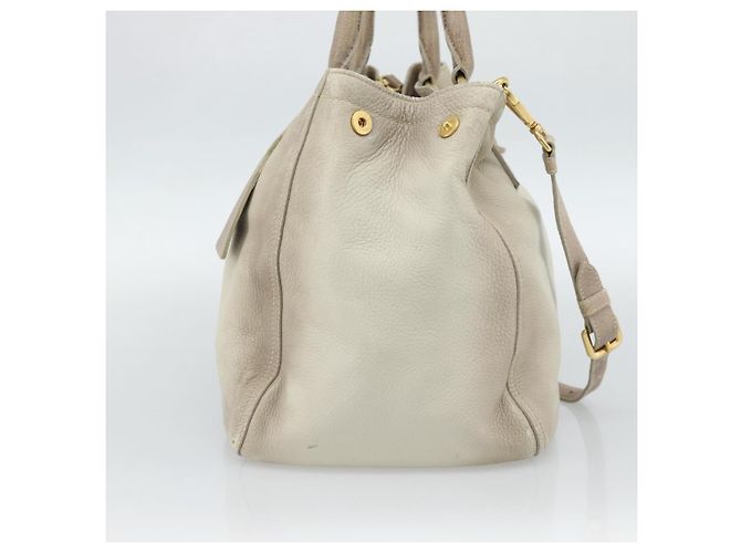PRADA Tote Bag Leder 2way Beige Auth 188056 - Ansicht 3