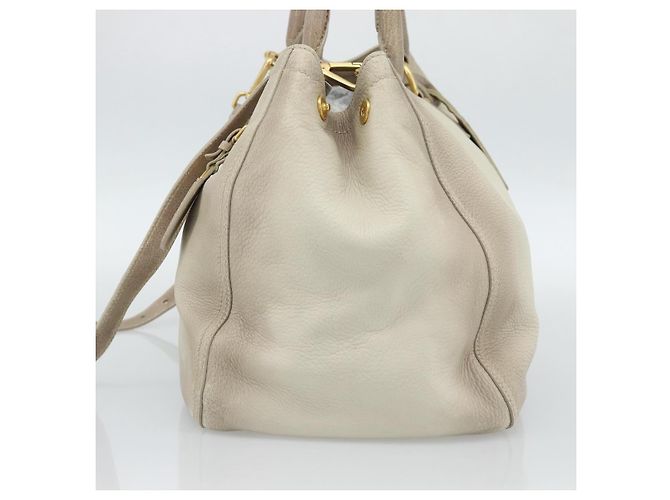 PRADA Tote Bag Leder 2way Beige Auth 188056 - Ansicht 4