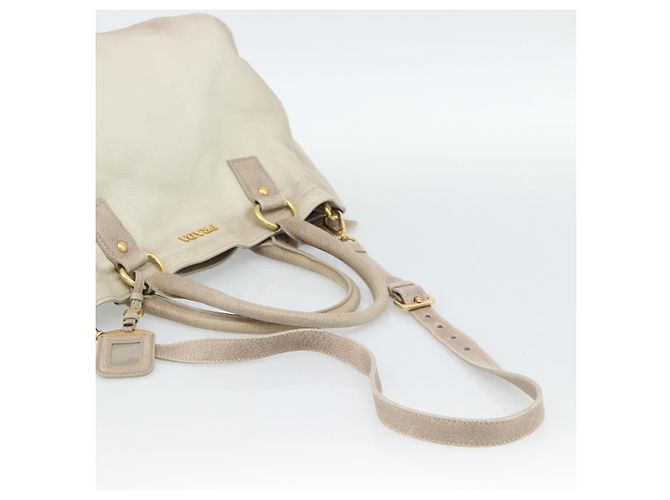 PRADA Tote Bag Leder 2way Beige Auth 188056 - Ansicht 8