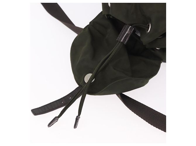 Zaino PRADA Nylon Khaki Silver Auth hk3832 Argento Cachi - vista 10
