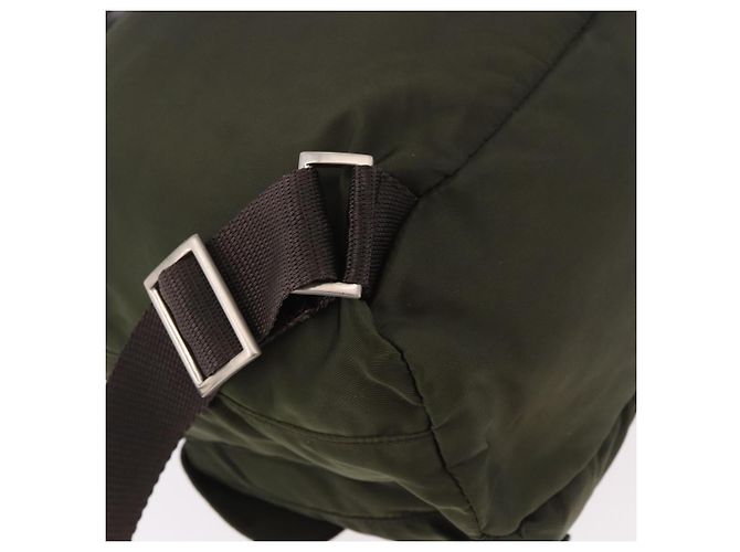 Zaino PRADA Nylon Khaki Silver Auth hk3832 Argento Cachi - vista 18