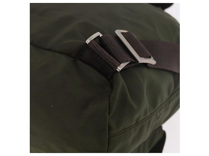 Zaino PRADA Nylon Khaki Silver Auth hk3832 Argento Cachi - vista 19
