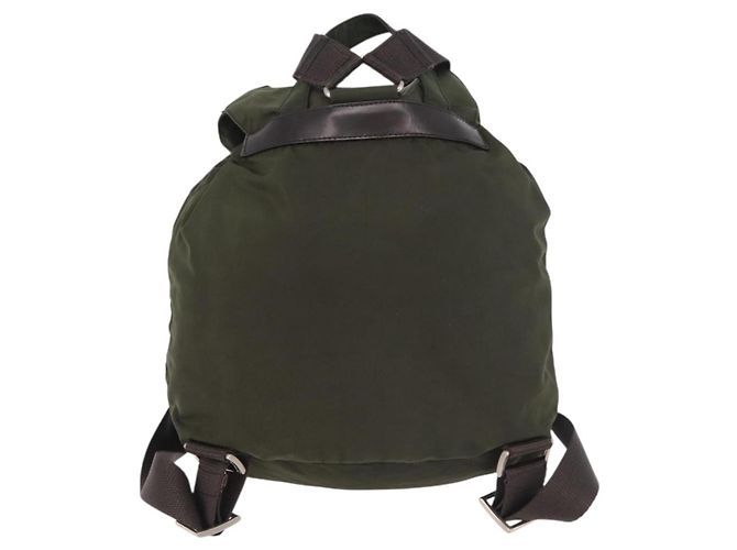 Zaino PRADA Nylon Khaki Silver Auth hk3832 Argento Cachi - vista 2