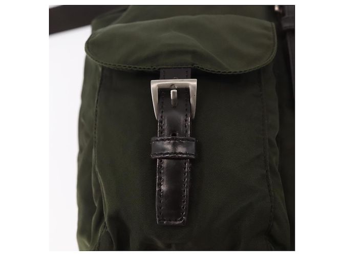 Zaino PRADA Nylon Khaki Silver Auth hk3832 Argento Cachi - vista 20
