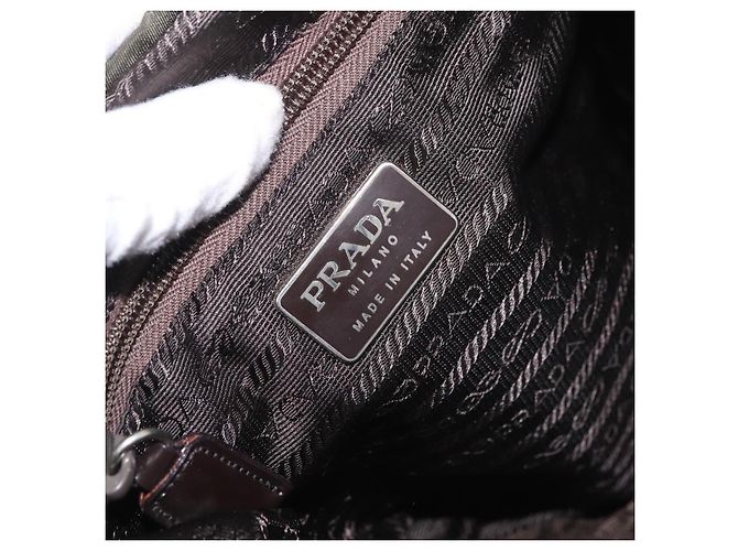 Zaino PRADA Nylon Khaki Silver Auth hk3832 Argento Cachi - vista 23