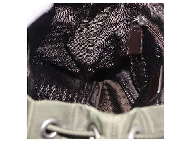 Zaino PRADA Nylon Khaki Silver Auth hk3832 Argento Cachi - vista 25