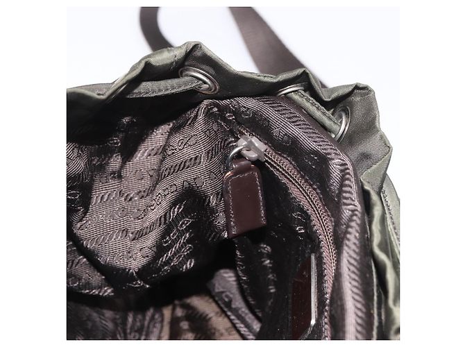 Zaino PRADA Nylon Khaki Silver Auth hk3832 Argento Cachi - vista 26