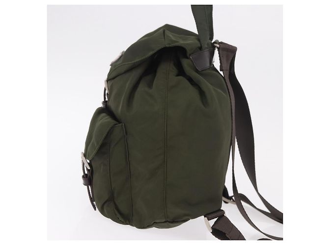 Zaino PRADA Nylon Khaki Silver Auth hk3832 Argento Cachi - vista 3