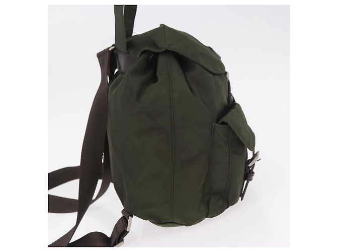Zaino PRADA Nylon Khaki Silver Auth hk3832 Argento Cachi - vista 4