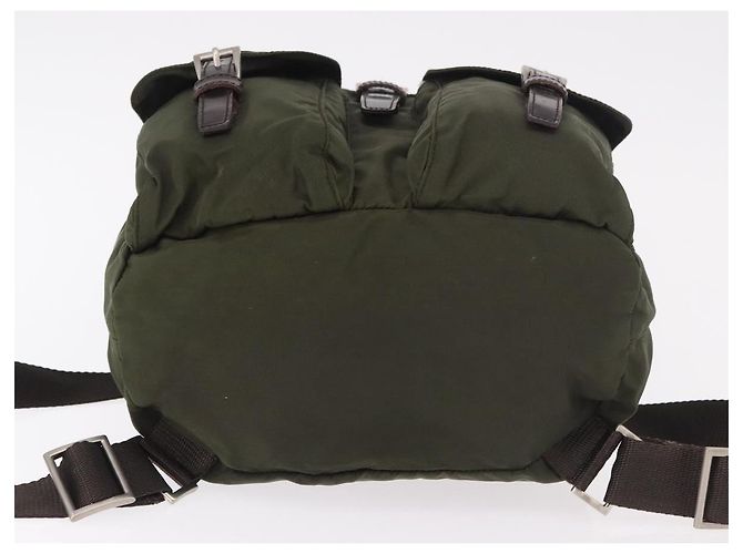 Zaino PRADA Nylon Khaki Silver Auth hk3832 Argento Cachi - vista 5