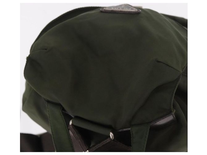 Zaino PRADA Nylon Khaki Silver Auth hk3832 Argento Cachi - vista 6
