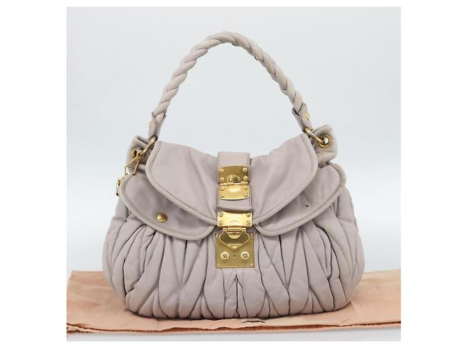 Borsa a Spalla Miu Miu Matelassé in Pelle 2way Rosa Oro Auth bs35641 D'oro - vista 12