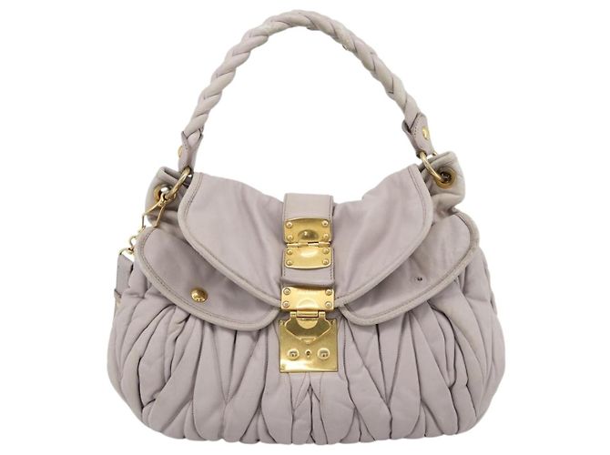 Borsa a Spalla Miu Miu Matelassé in Pelle 2way Rosa Oro Auth bs35641 D'oro - vista 13