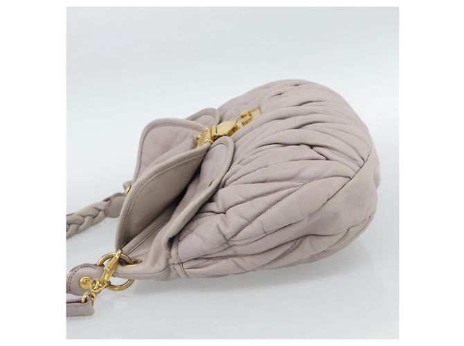 Borsa a Spalla Miu Miu Matelassé in Pelle 2way Rosa Oro Auth bs35641 D'oro - vista 3