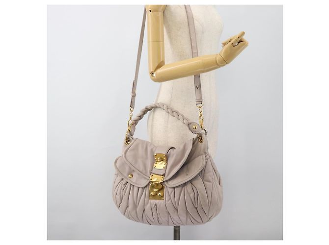 Borsa a Spalla Miu Miu Matelassé in Pelle 2way Rosa Oro Auth bs35641 D'oro - vista 33