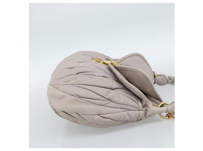 Borsa a Spalla Miu Miu Matelassé in Pelle 2way Rosa Oro Auth bs35641 D'oro - vista 4