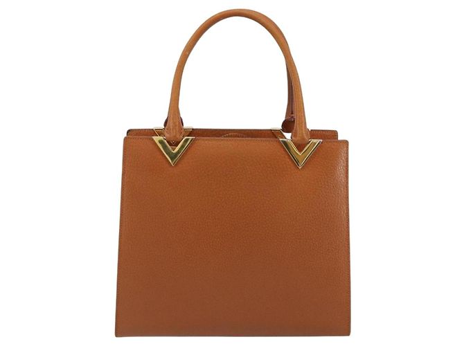 Borsa a mano VALENTINO in pelle marrone oro Auth bs35674 D'oro - vista 2