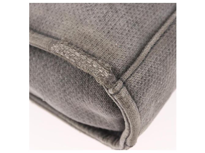 CHANEL Deauville Line Chain Canvas Tote Bag Grau Silber CC Authentisch bs35696 Braun - Ansicht 10