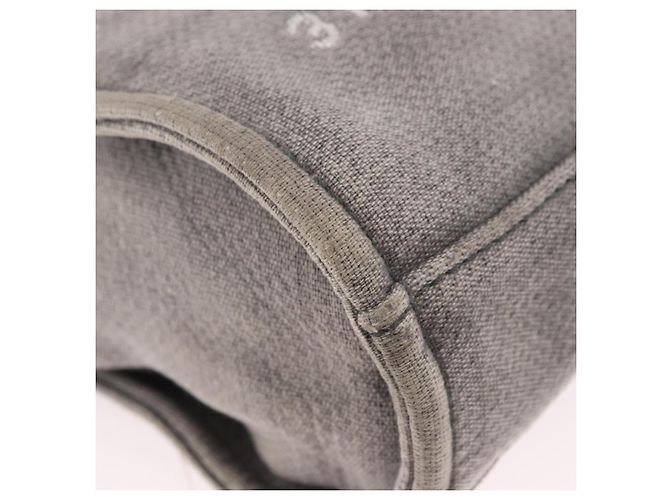 CHANEL Deauville Line Chain Canvas Tote Bag Grau Silber CC Authentisch bs35696 Braun - Ansicht 15