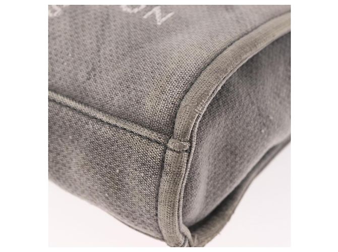 CHANEL Deauville Line Chain Canvas Tote Bag Grau Silber CC Authentisch bs35696 Braun - Ansicht 16