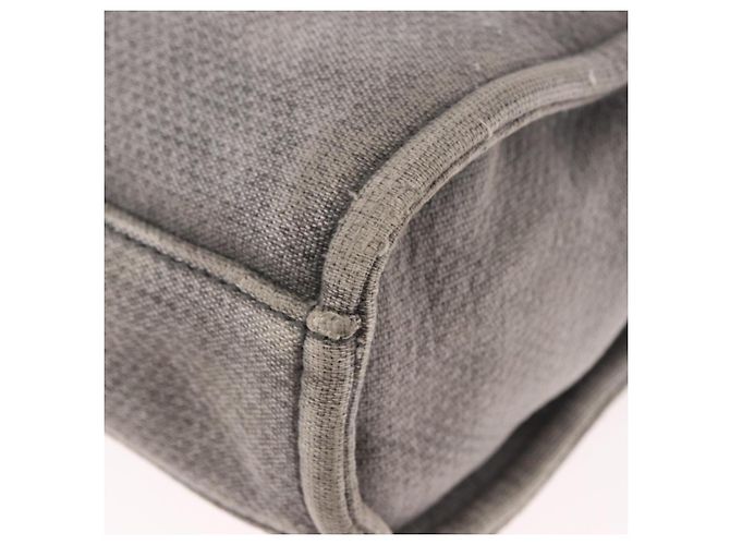CHANEL Deauville Line Chain Canvas Tote Bag Grau Silber CC Authentisch bs35696 Braun - Ansicht 17