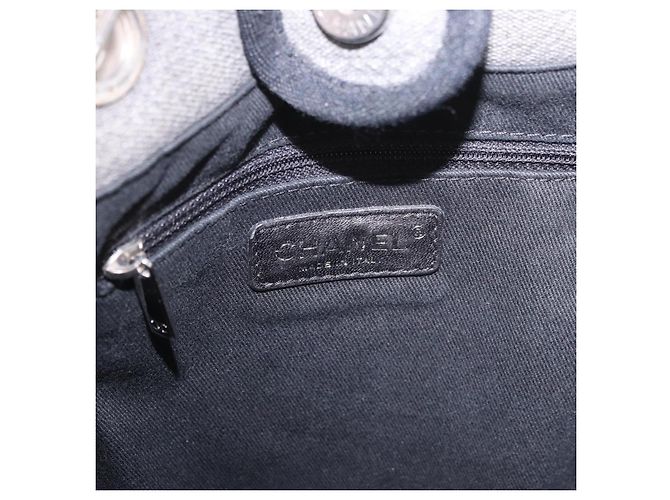 CHANEL Deauville Line Chain Canvas Tote Bag Grau Silber CC Authentisch bs35696 Braun - Ansicht 19