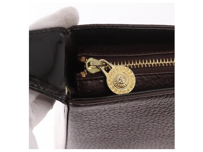 Borsa a Spalla VERSACE in Pelle Marrone Oro Auth ka4945 D'oro - vista 10