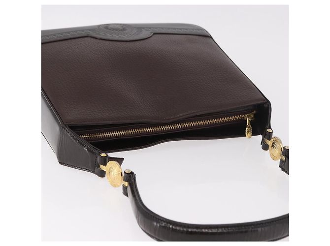 Borsa a Spalla VERSACE in Pelle Marrone Oro Auth ka4945 D'oro - vista 6