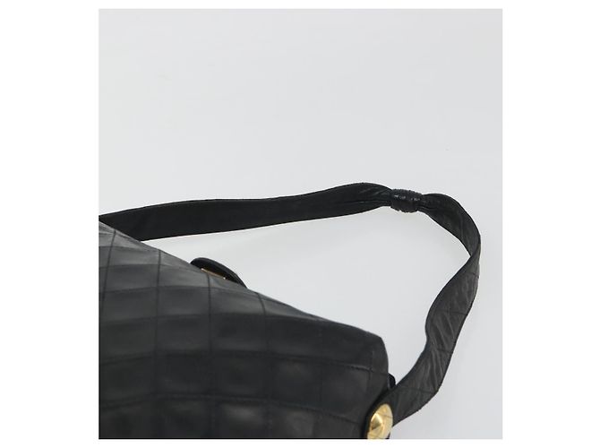 CHANEL Matelasse Chain Shoulder Bag Leather Black Gold CC Auth 188720 Nero D'oro - vista 8