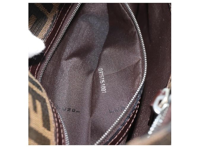 FENDI Zucca Canvas Mamma Baguette Shoulder Bag Black Brown Auth 188964V Marrone Nero - vista 11