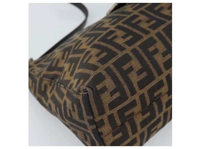 FENDI Zucca Canvas Mamma Baguette Shoulder Bag Black Brown Auth 188964V Marrone Nero - vista 15