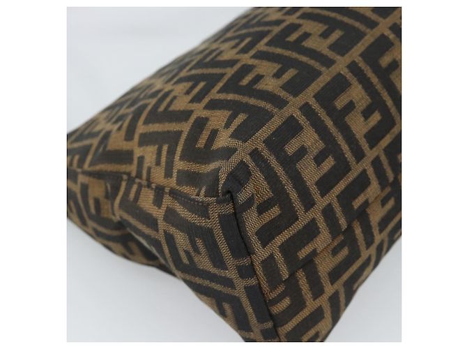 FENDI Zucca Canvas Mamma Baguette Shoulder Bag Black Brown Auth 188964V Marrone Nero - vista 17