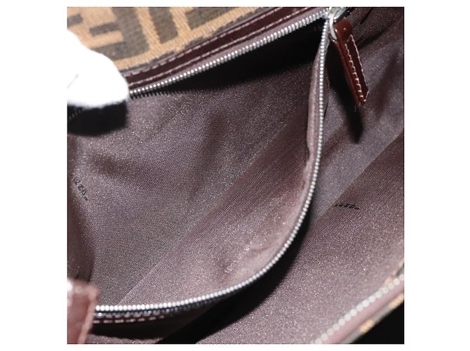 FENDI Zucca Canvas Mamma Baguette Shoulder Bag Black Brown Auth 188964V Marrone Nero - vista 22