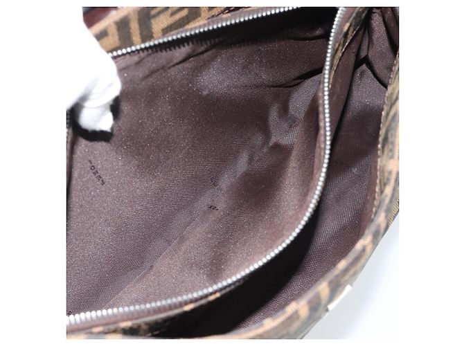 FENDI Zucca Canvas Mamma Baguette Shoulder Bag Black Brown Auth 188964V Marrone Nero - vista 24
