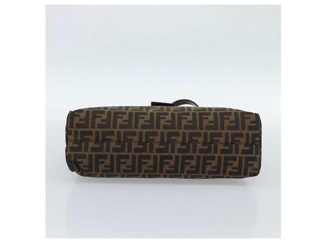 FENDI Zucca Canvas Mamma Baguette Shoulder Bag Black Brown Auth 188964V Marrone Nero - vista 5