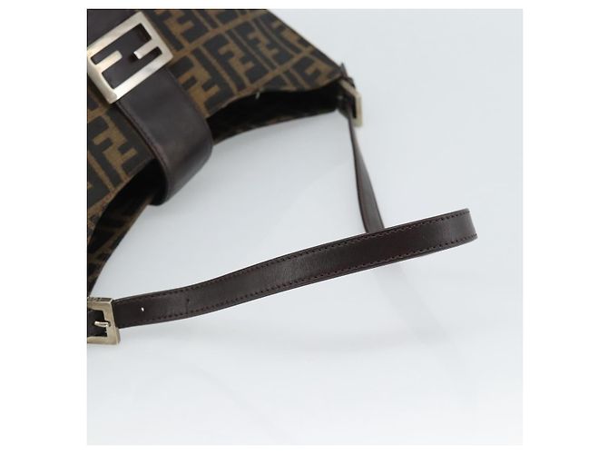 FENDI Zucca Canvas Mamma Baguette Shoulder Bag Black Brown Auth 188964V Marrone Nero - vista 7