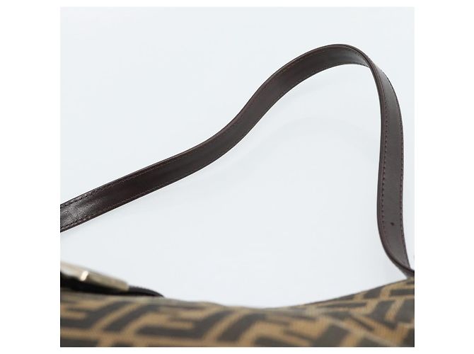 FENDI Zucca Canvas Mamma Baguette Shoulder Bag Black Brown Auth 188964V Marrone Nero - vista 8