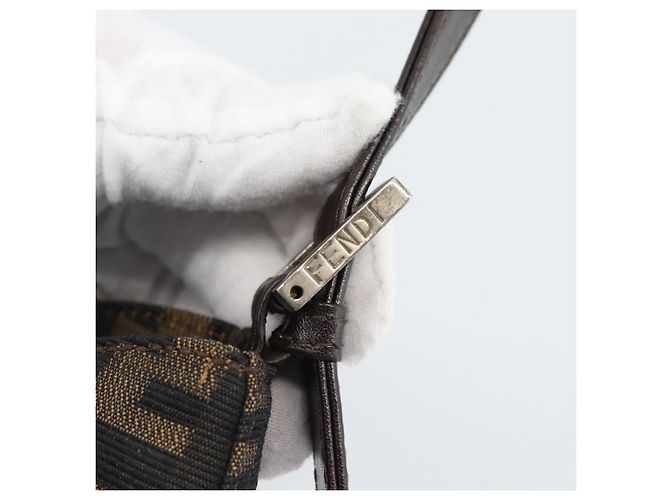 FENDI Zucca Canvas Mamma Baguette Shoulder Bag Black Brown Auth 188964V Marrone Nero - vista 9