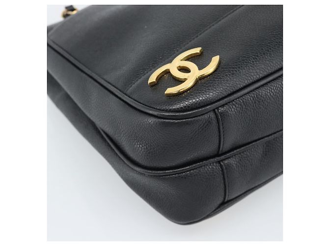 Borsa a tracolla CHANEL Triple Coco Chain Pelle Caviar Nera e Oro CC Auth 189110V Nero D'oro - vista 14