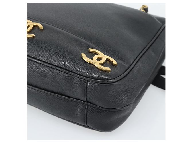 Borsa a tracolla CHANEL Triple Coco Chain Pelle Caviar Nera e Oro CC Auth 189110V Nero D'oro - vista 15