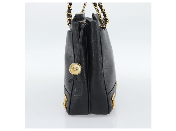 Borsa a tracolla CHANEL Triple Coco Chain Pelle Caviar Nera e Oro CC Auth 189110V Nero D'oro - vista 3