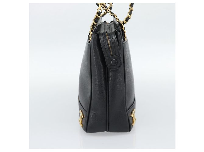 Borsa a tracolla CHANEL Triple Coco Chain Pelle Caviar Nera e Oro CC Auth 189110V Nero D'oro - vista 4