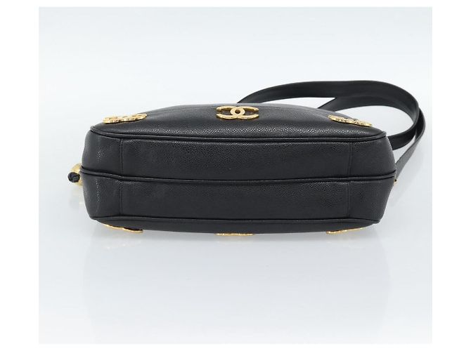 Borsa a tracolla CHANEL Triple Coco Chain Pelle Caviar Nera e Oro CC Auth 189110V Nero D'oro - vista 5
