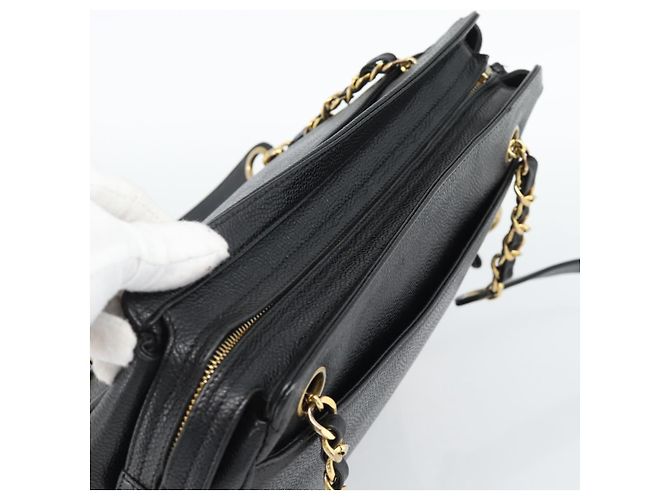 Borsa a tracolla CHANEL Triple Coco Chain Pelle Caviar Nera e Oro CC Auth 189110V Nero D'oro - vista 6