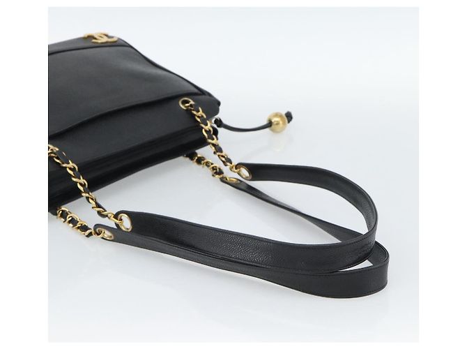 Borsa a tracolla CHANEL Triple Coco Chain Pelle Caviar Nera e Oro CC Auth 189110V Nero D'oro - vista 7