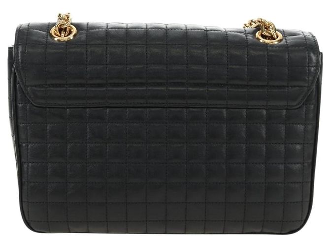 Céline Borsa a Spalla con Catena CELINE in Pelle Nera e Oro Auth 186545SAM Nero D'oro - vista 2