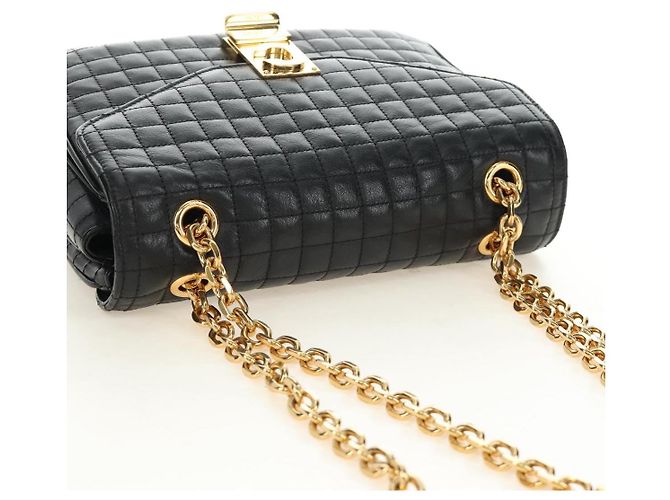 Céline Borsa a Spalla con Catena CELINE in Pelle Nera e Oro Auth 186545SAM Nero D'oro - vista 6