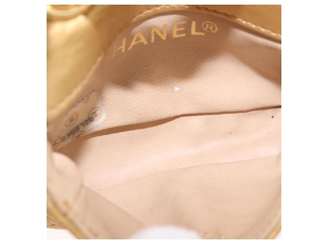 CHANEL Matelasse Chain Pouch Lamb Skin Gold CC Auth bs35703V D'oro - vista 11