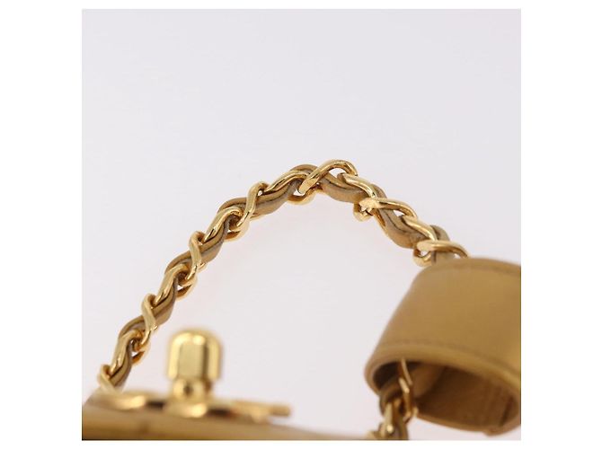 CHANEL Matelasse Chain Pouch Lamb Skin Gold CC Auth bs35703V D'oro - vista 14